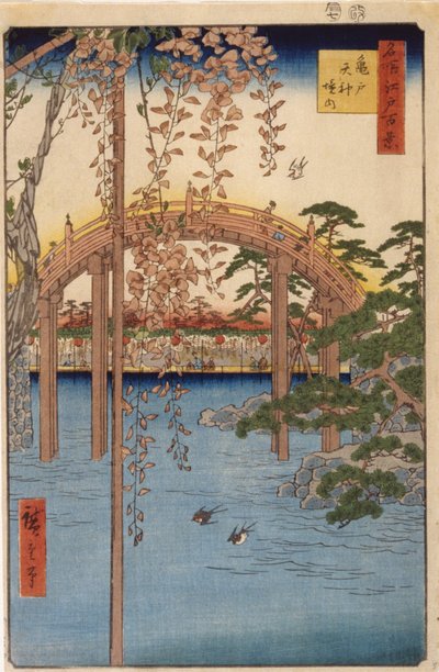 Omgeving van het Tenjin-heiligdom in Kameido door Ando or Utagawa Hiroshige