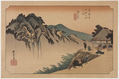 Sakanoshita: Fudesute-berg door Ando or Utagawa Hiroshige