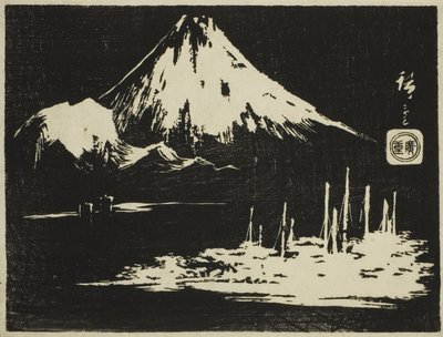 Seikenji Fuji, uit de serie Spiegel van Steenwrijvingen van Uitzichten van de Provincie door Ando or Utagawa Hiroshige