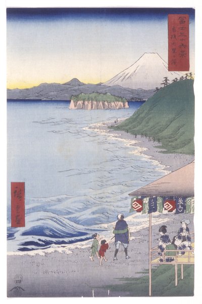 Het zeven-ri strand in de provincie Sagami door Ando or Utagawa Hiroshige