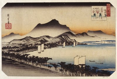 Weer opklaren bij Awazu door Ando or Utagawa Hiroshige