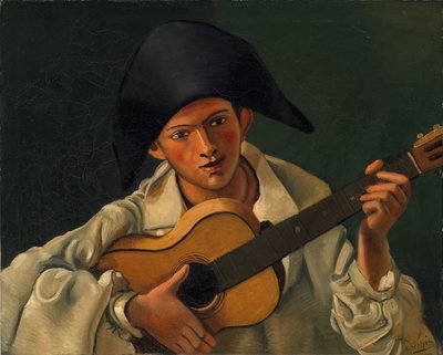 Harlekijn buste met gitaar door Andre Derain
