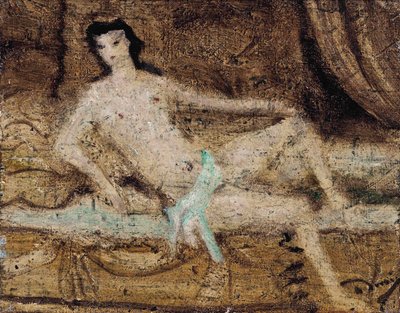 Naakt liggend op een bank door Andre Derain