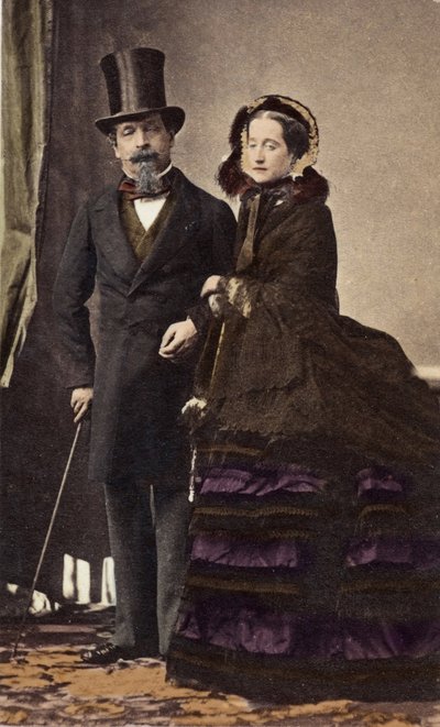 Napoleon III en keizerin Eugenie door Disderi (1819-1889) - circa 1865 - Digitale inkleuring door Andre Adolphe Eugene Disderi