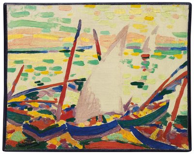 Boten op het strand van Collioure; Bateaux sur la plage a Collioure door Andre Derain