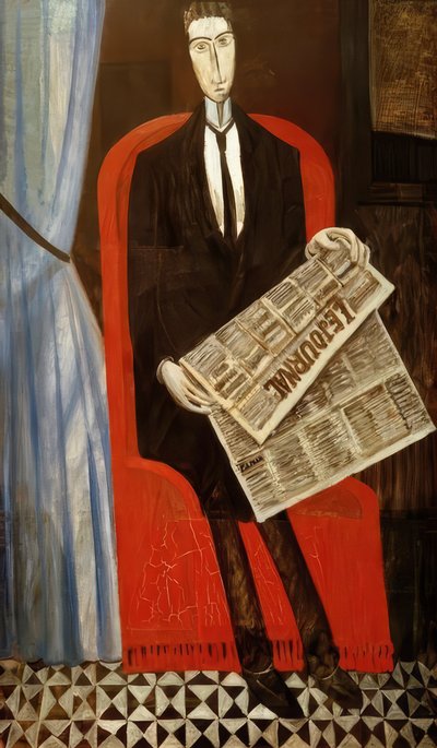 Portret van een onbekende in de krant door Andre Derain