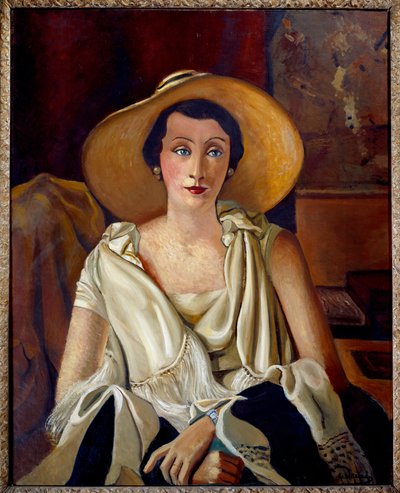 Portret van Madame Paul Guillaume met de grote hoed door Andre Derain