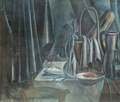 Stilleven met broodmand, kan en wijnglas door Andre Derain