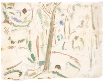 Zonder titel (studie voor The Turning Road), ca. 1906 (grafiet en aquarel op papier) door Andre Derain