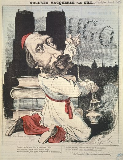 Auguste Vacquerie (1819-95) van de omslag van LEclipse, gegraveerd door Yves & Barret, 3 november 1872 door Andre Gill