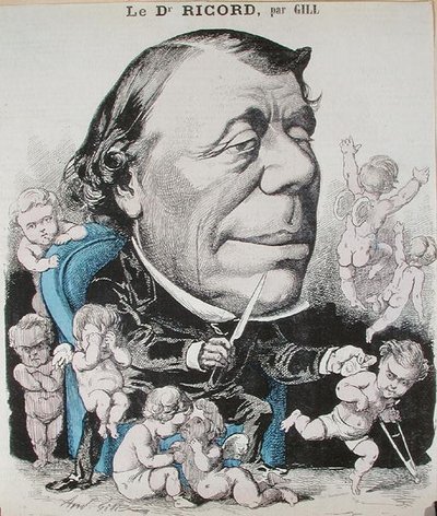 Karikatuur van Dr. Philippe Ricord (1800-89) door Andre Gill