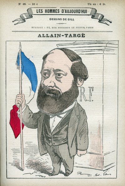 Portret van Francois Allain-Targe Allain Targe (1832-1902), een Franse advocaat, magistraat, journalist en politicus, hij was minister van Binnenlandse Zaken en minister van Financiën in het kabinet van Gambetta. Cartoon door Gill, Parijs. door Andre Gill