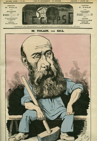 Portret van Henri Louis Tolain (1828-1897), Franse graveur en politicus. Omslag in 