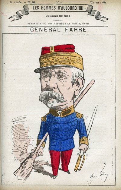 Portret van Jean Joseph Frederic Albert Farre, Franse soldaat, generaal en minister van oorlog. door Andre Gill
