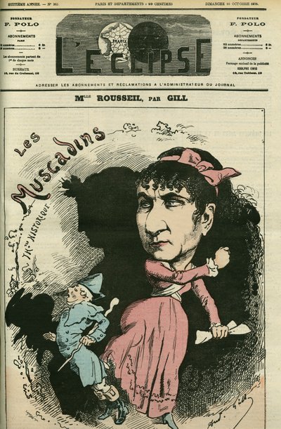 Portret van Roselia Rousseil, een Franse zangeres, ze speelde in de Comédie Française. Omslag in 