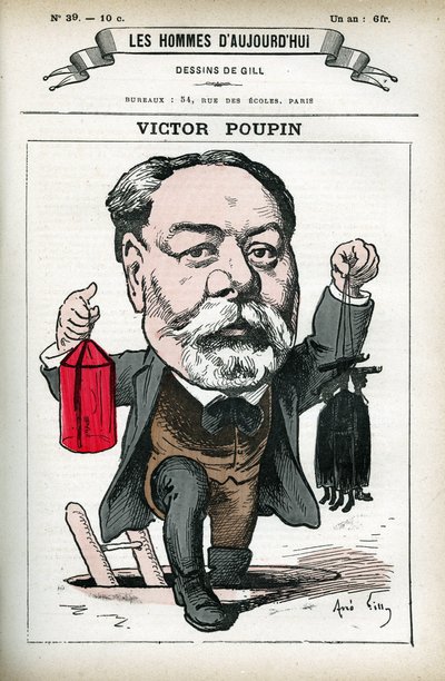Portret van Victor Poupin (1838-1906), Franse politicus. Cartoon door Gill, in 