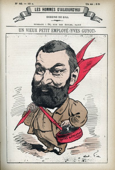 Portret van Yves Guyot, Franse politicus, publicist en econoom. Cartoon door Gill, Parijs door Andre Gill