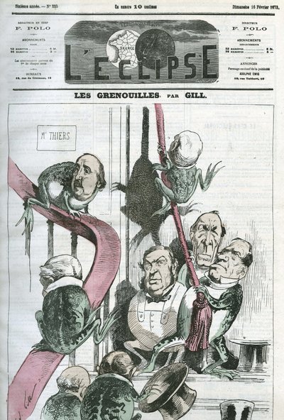 De Kikkers, een cartoon van politici in de regering van president Thiers als kikkers. Omslag in 