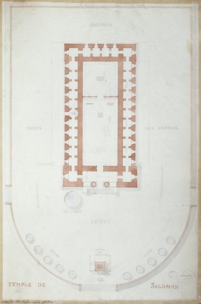 Plan van de Tempel van Salomo in Jeruzalem, midden 19e eeuw door Andre Lenoir