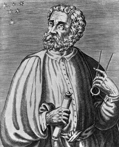 Portret van Ferdinand Magellaan, Portugese navigator, gravure door Andre Thevet uit Ware portretten en levens van Illustere mannen door Andre Thevet