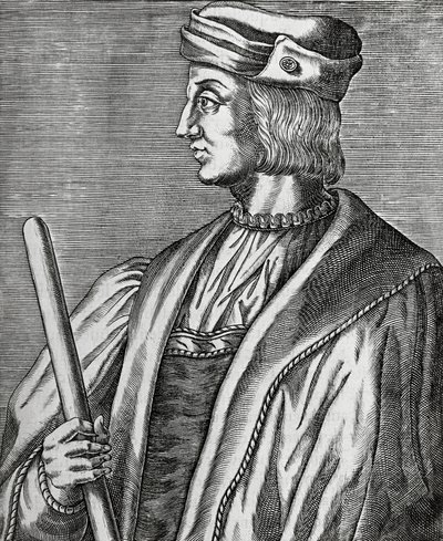Portret van Gaston de Foix, hertog van Nemours (1489-1516), gravure uit Les Vrais pourtraits et Vies des Hommes illustres door Andre Thevet