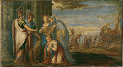 Een legende uit de oudheid (schilderij op doek) door Andrea (fl.1527/30-63) Schiavone