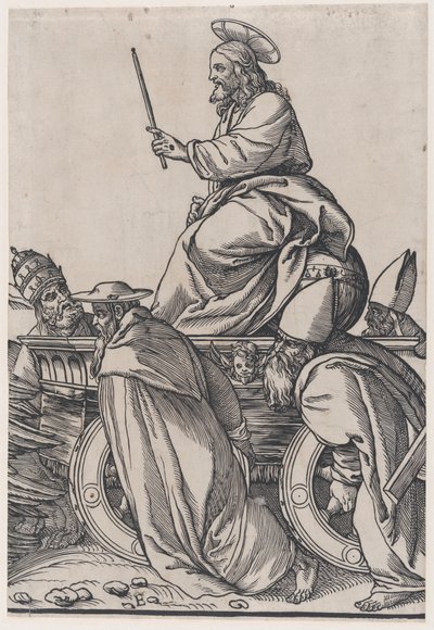 Christus rijdend op een triomfwagen, uit De Triomf van Christus, 1836 door Andrea Andreani