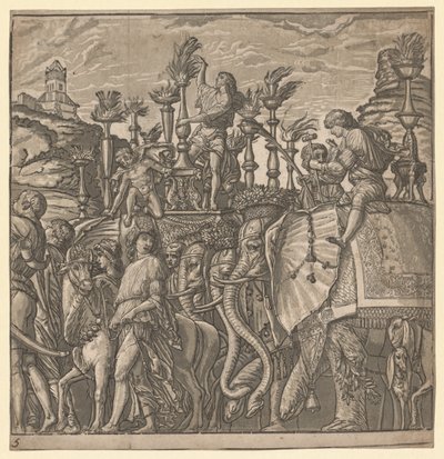 De Triomf van Julius Caesar: Olifanten die Fakkels Dragen door Andrea Andreani