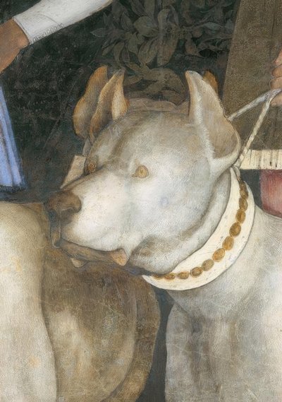 Ontmoeting tussen markgraaf Lodovico III Gonzaga met zijn gevolg door Andrea Mantegna