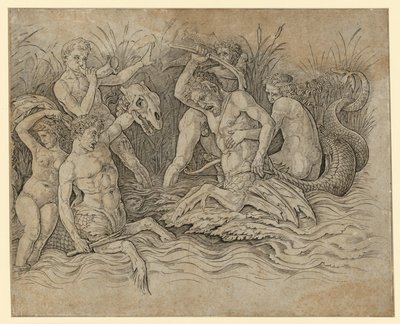 Strijd van de zeegoden door Andrea Mantegna