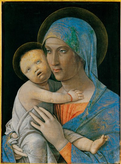 Madonna met kind (tempera op hout) door Andrea Mantegna