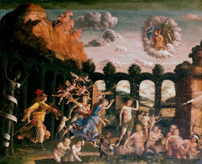 Minerva verjaagt de ondeugden uit de tuin van de deugd, c. 1502 door Andrea Mantegna