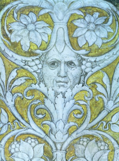Zelfportret verwerkt in de decoratieve fries van de Camera degli Sposi of Camera Picta (detail) door Andrea Mantegna