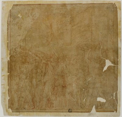 Studie voor de Triomfen van Julius Caesar: Canvas No. I door Andrea Mantegna