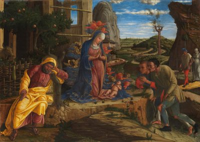 De Aanbidding van de Herders, ca.1450 door Andrea Mantegna