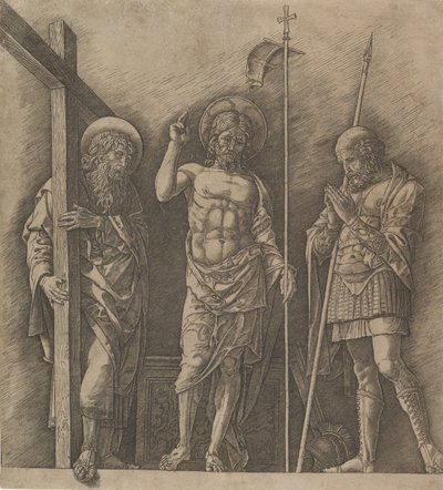 De Verrezen Christus tussen Sint Andreas en Sint Longinus, ca. 1472 door Andrea Mantegna