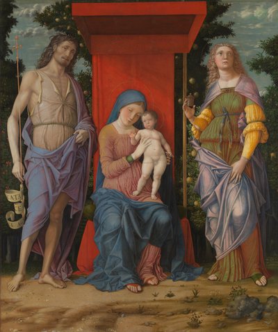 De Maagd met Kind en heiligen door Andrea Mantegna