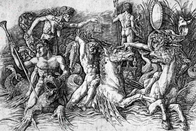 De slag van Zeegoden (detail) door Andrea Mantegna