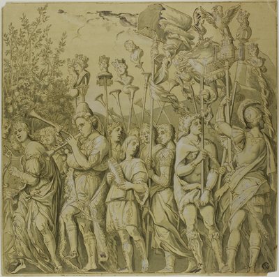 Triomfen van Julius Caesar: Canvas Nr. VII door Andrea Mantegna