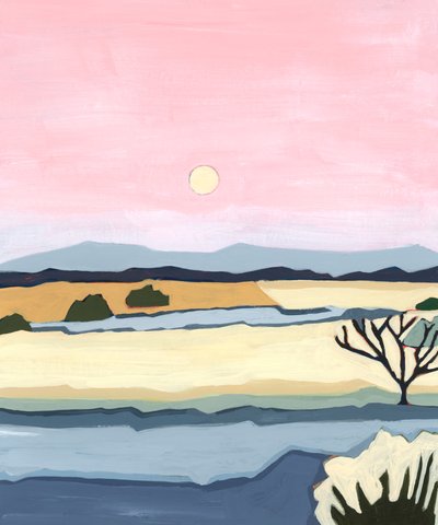 Roze zonsondergang over Villacuri, 2023 door Andrea Mejia