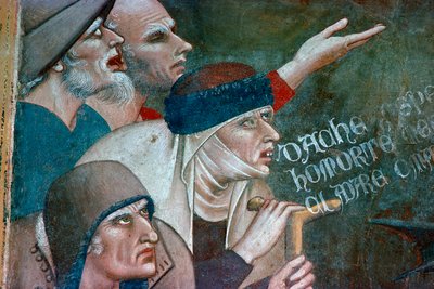 Fragment van een fresco dat de triomf van de dood toont door Andrea Orcagna