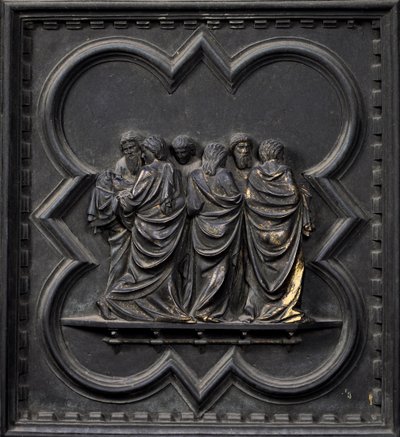 Het Transport van het Lichaam van Johannes de Doper, negentiende paneel van de Zuiddeuren van de Baptisterium van San Giovanni door Andrea Pisano