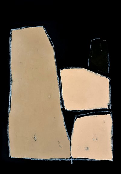 Beige en zwart, abstracte vormen door Andrea Reichhart