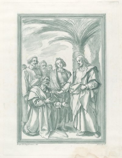 Christus Geeft de Sleutels aan Sint-Pieter door Andrea Scacciati after Jacopo Chimenti