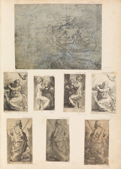 Vlucht naar Egypte, Maagd en Kind, de Aankondiging, een heilige, n.d. door Andrea Schiavone