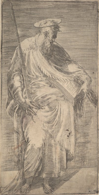 Sint Paulus met een zwaard en een boek, uit Christus en de apostelen, 1540-63 door Andrea Schiavone