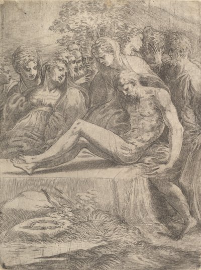 De Bewening over de Dode Christus door Andrea Schiavone