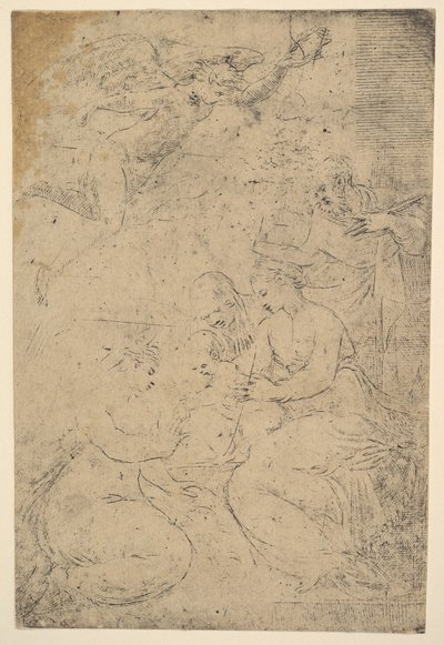 Het mystieke huwelijk van Sint Catharina, ca. 1550 door Andrea Schiavone