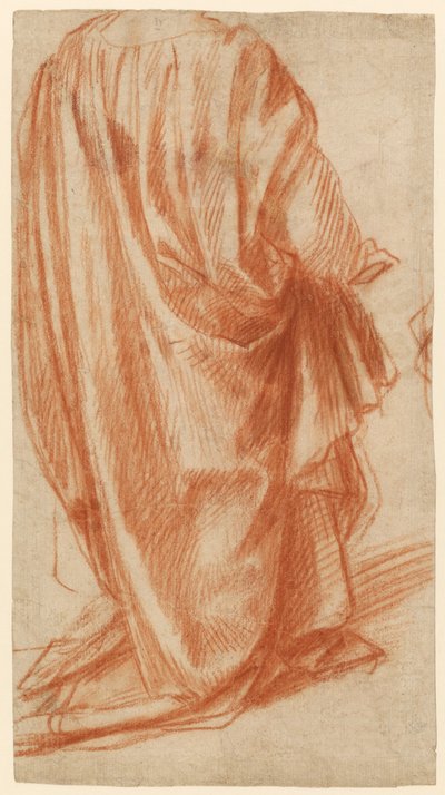 Draperiestudie (recto); studie van een naakte man (verso) door Andrea del Sarto
