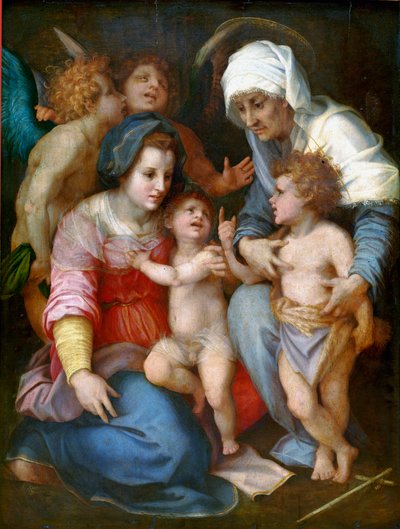 Madonna en Kind met Sint Elisabeth, Sint Johannes en twee engelen door Andrea del Sarto
